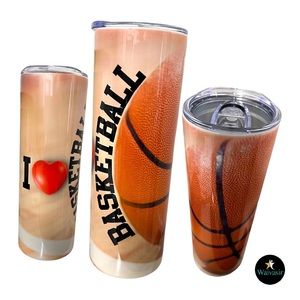 20 oz I ♥️ Basketball Drink Tumbler with Reusable Straw